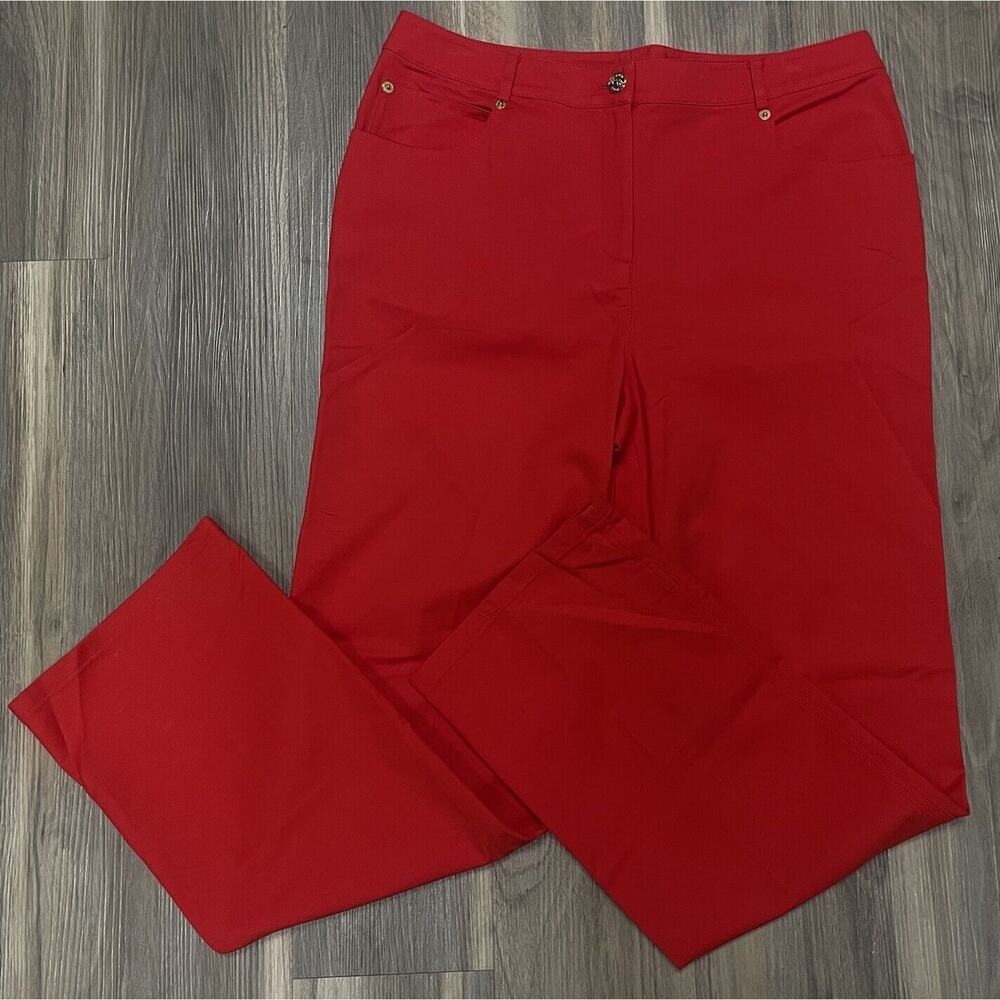St. John Pants Womens Size 10 Rhubarb Red Straight Leg Classic Preppy‎
